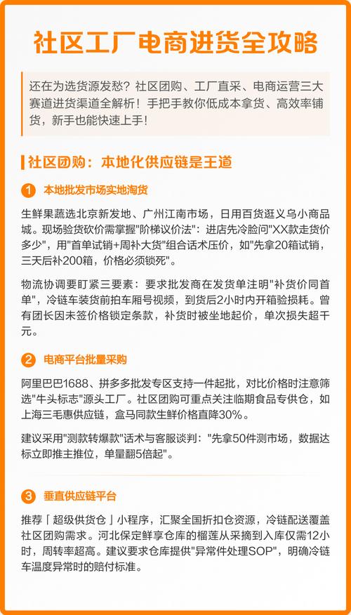 社区工厂电商进货全攻略 社区团购,工厂直采,电商运营三大进货渠道